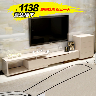 电视柜组合电视柜简约现代电视机柜伸缩烤漆钢化玻璃地柜客厅家具