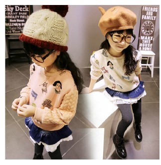 女童童装2015女中童套头卫衣公主衣新款秋装韩版儿童卡通上衣特价