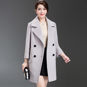 呢子大衣女 韩版秋冬季羊毛呢外套大码2016新款双排扣显瘦西装领
