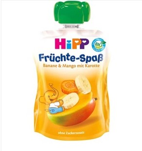德国Hipp喜宝梨香蕉芒果吸吸乐果泥儿童婴儿辅零食含维C 8523