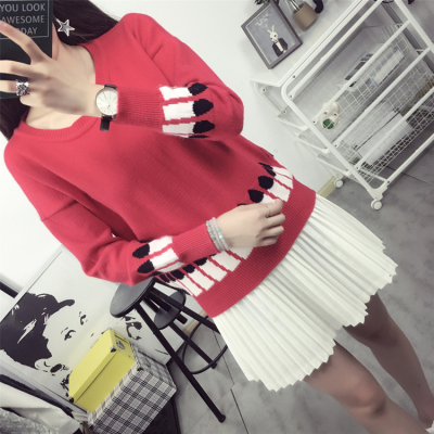 2016秋季新款韩版女装针织衫女款低圆领通勤长袖宽松套头单件毛衣