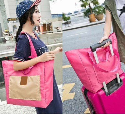 韩国大容量便捷折叠手提包可套拉杆箱旅行包女子单肩包购物包包邮
