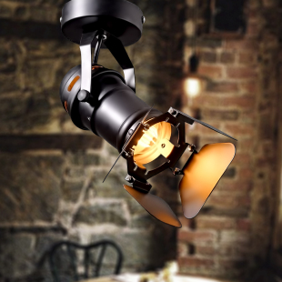 小号美式工业风服装店咖啡厅复古LED射灯轨道灯伸缩吸顶灯具