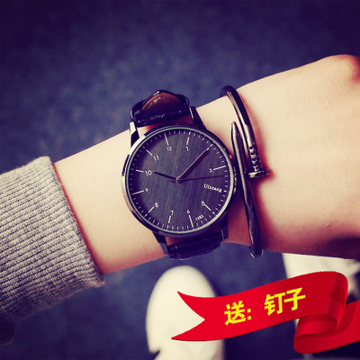 手表男时尚韩国潮流情侣手表一对女学生韩版休闲复古皮带石英表