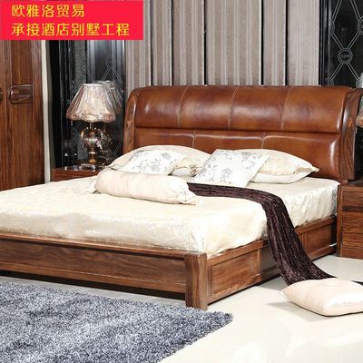 贵族全实木床新中式乌金木主卧室床 婚床1.8米双人床大床特价包邮