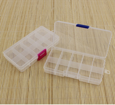 10格透明塑料收纳盒 零件小饰品储蓄盒子 分格首饰盒收纳盒