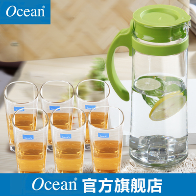 ocean泰国进口 玻璃冷水壶家用水杯7件套装 凉水壶扎壶大容量防爆