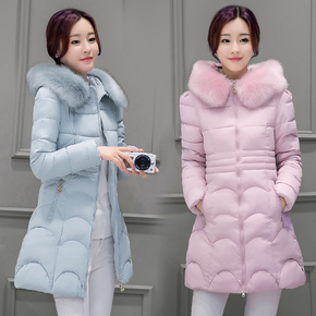 2016冬季新款羽绒棉服女中长款韩版修身显瘦优雅气质加厚外套潮