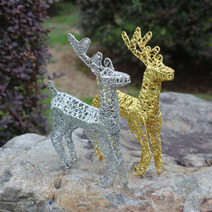 圣诞装饰鹿 节庆橱窗摆件圣诞鹿婚庆装饰用品铁艺麋鹿金色银色鹿