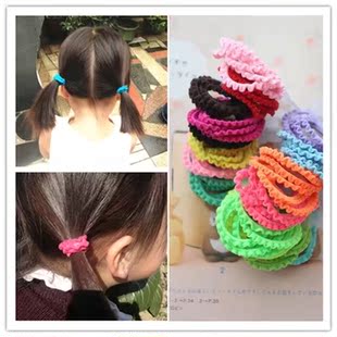 韩国进口JD儿童热销彩色发绳发圈 可爱裙边甜美橡皮筋头绳 不缠发