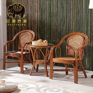 东南亚家具 藤编茶几藤椅三件套组合阳台桌椅庭院休闲户外桌椅