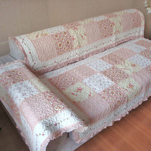 韩国粉色毛毛虫拼块田园纯棉垫布艺垫绗缝垫沙发垫飘窗垫沙发巾盖