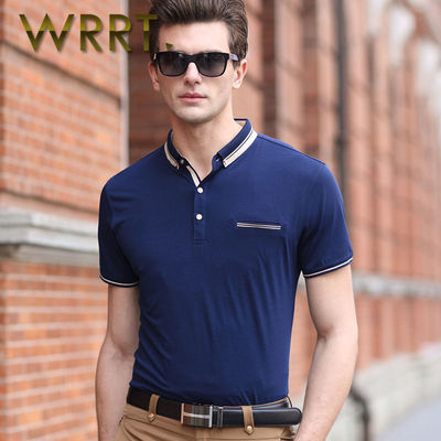WRRT 韩版修身青年T恤夏季新款男士时尚都市翻领纯色上衣8531