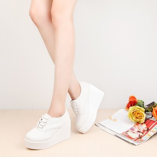 韩版潮高跟厚底平底帆布鞋坡跟白色单鞋学生布鞋百搭休闲松糕鞋女