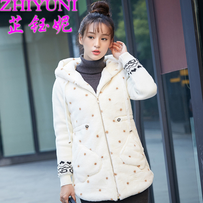 2015冬季女装韩版学院风加厚加绒羊丽绒卫衣学生女式宽松棉衣外套