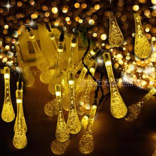 太阳能装饰灯串 雨滴串灯 庭院花园装饰串灯 20LED彩色节日圣诞灯