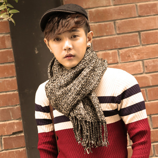 韩版潮流百搭男士围巾冬季加长保暖青少年围巾时尚针织毛线围巾