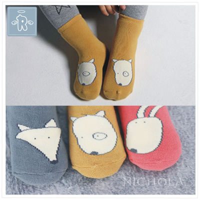 宝宝袜子纯棉冬季 婴儿加厚保暖防滑地板袜毛圈宠物头韩国非代购