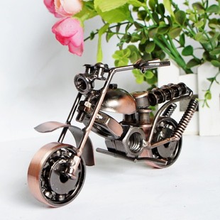 纯手工铁皮摩托车模型摆件 室内工艺品装饰摆设 送男朋友生日礼物