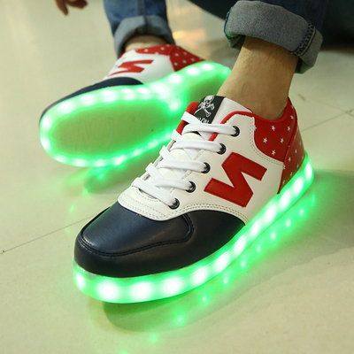 发光鞋usb充电夜光鞋七彩荧光鞋LED灯鞋街舞鞋夏季韩版潮男士板鞋
