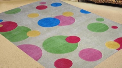 包邮蓝色可爱圆点儿童地毯加厚手工腈纶地毯客厅卧室茶几地毯特价
