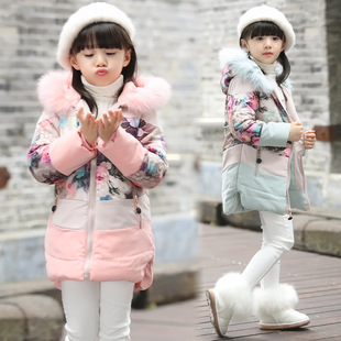 15款冬季儿童羽绒棉服 韩版花色女童羽绒棉服中长款 女孩童装冬季