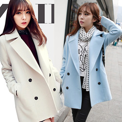 2015新款东大门韩版女装修身中长款羊毛呢风衣外套呢子大衣外套女