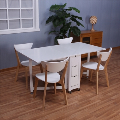 折叠餐桌实木小户型长方形简约餐桌椅组合家用诺顿蝴蝶桌