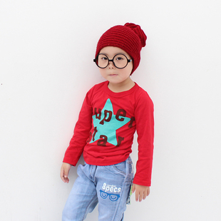 童装春季新款T恤 卡通五角星男女童衣服韩版儿童上衣宝宝套头卫衣