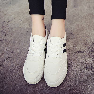 夏季新款白色帆布鞋女韩版小白鞋学生布鞋球鞋懒人休闲板鞋松糕鞋