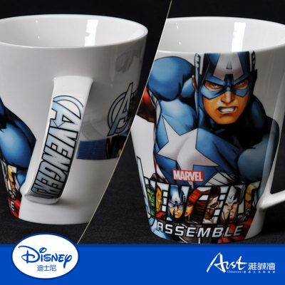 迪士尼授权 米奇蜘蛛侠复仇者联盟 个性陶瓷杯白色马克杯卡通水杯