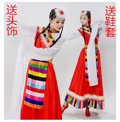 女装少数民族表演服舞台服饰民族服装水袖演出服藏族舞蹈服装D70