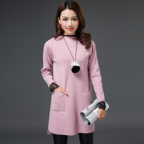 冬季新款韩版大码女装蕾丝拼接外套修身显瘦打底裙时尚长袖连衣裙