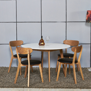 北欧纯实木圆形餐桌椅组合 白橡木宜家田园简约日式家具
