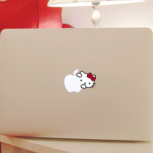 苹果电脑卡通可爱贴膜彩膜 Mac外壳kitty贴纸 创意装饰彩贴不留胶