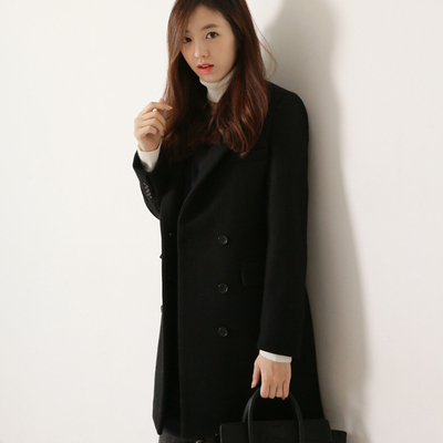2015秋冬装新款羊绒大衣韩版女装直筒中长款毛呢外套女