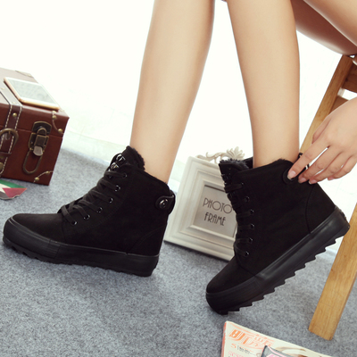 2015冬季新款黑色女士雪地靴 韩版潮 加绒保暖短靴 学生防滑棉鞋
