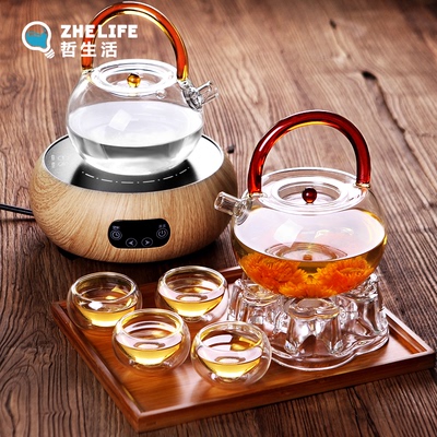 加厚耐热玻璃花茶壶套装烧水煮茶炉黑茶煮茶器电陶炉加热保温茶具