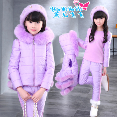 童装2016冬装新款女童棉衣三件套加厚套装儿童韩版加绒中大童卫衣