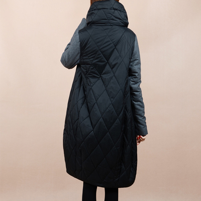 2015冬装新款中长款修身显瘦加厚滑雪服拼色高领保暖羽绒棉衣女