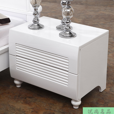 现代时尚白色烤漆 现代床头柜 时尚储物柜 简约小床头橱置物柜606