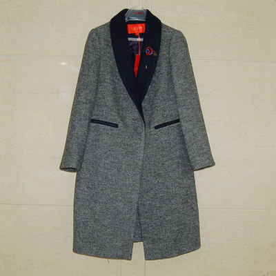 伊百丽2015冬装新款小香风高端中长款羊绒大衣E15D052羊毛呢外套