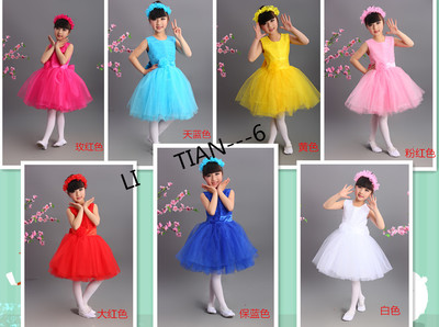 韩国新款蓝色童装女童毕业典礼主持人服装婚纱晚礼服蓬蓬裙合唱服