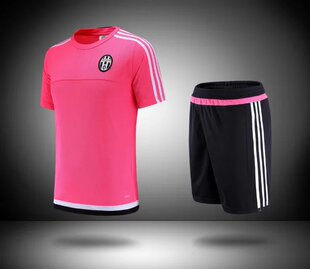 尤文图斯足球训练服套装短袖 粉色球衣T恤印号定制团购队服夏季