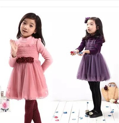 2015新款女童连衣裙冬款韩版公主裙纯棉长袖儿童裙子正品加绒加厚