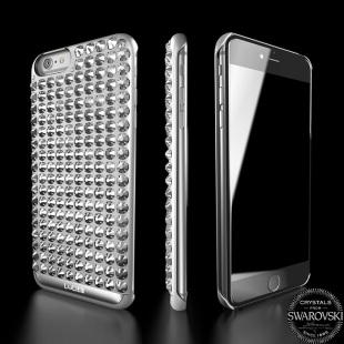LUCIEN奢华铂金系列满钻水晶苹果iPhone6/plus4.7/5.5手机壳套 银