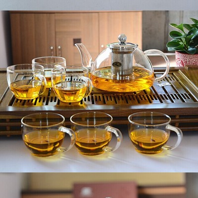 包邮雅风玻璃茶具礼品盒装手工吹制耐热玻璃功夫茶具套装花草茶具