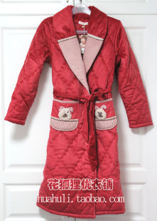 特价安之伴冬季女士加厚三层保暖连体睡衣印花珊瑚绒夹棉睡袍5442