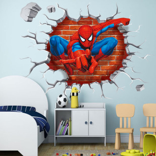 卡通动漫3D立体墙贴纸可移除漫威蜘蛛侠 儿童房卧室宿舍创意贴画