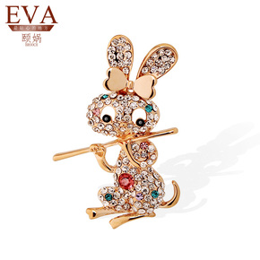 EVA颐娲 高端胸针品牌 春季时尚动物兔子西服领针 别针  6080